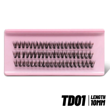 GROINNEYA Cluster Lashes Kit Individual Lashes Volume Mixed Tray 3D Faux Mink Lashes Wispy Eyelash Extension Makeup